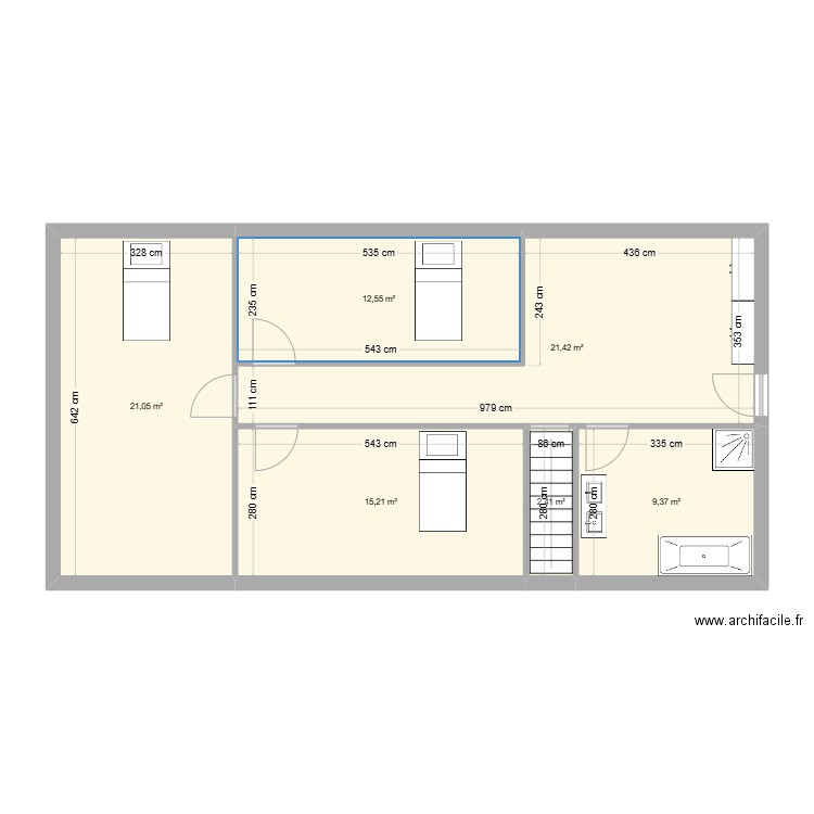 étage future maison. Plan de 6 pièces et 82 m2