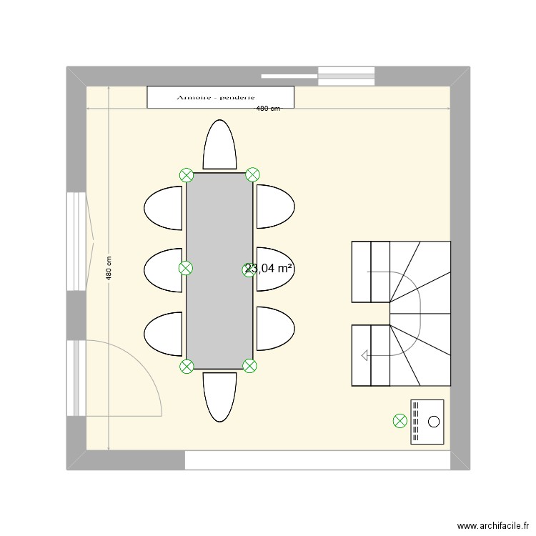 sam. Plan de 1 pièce et 23 m2