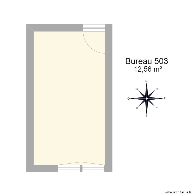 BUREAU 503. Plan de 1 pièce et 13 m2