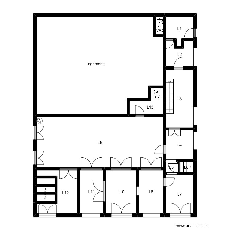 Mairie de cousolre Radon. Plan de 18 pièces et 131 m2