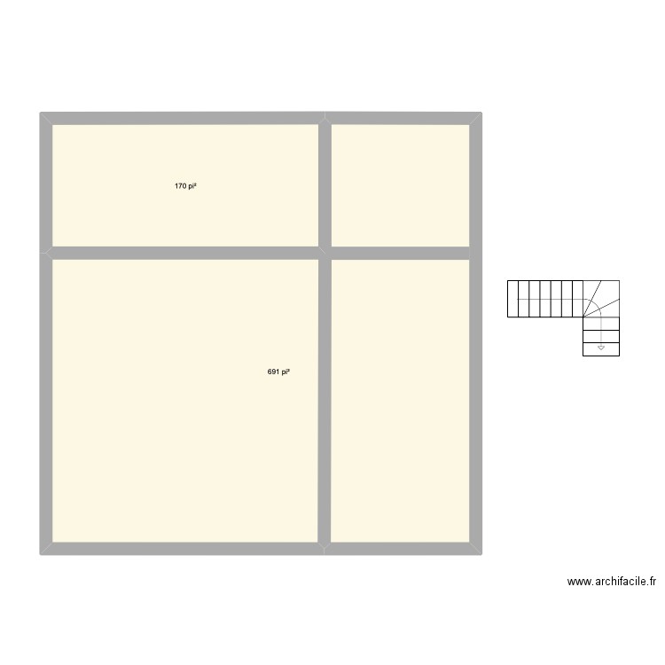 projet math. Plan de 2 pièces et 80 m2