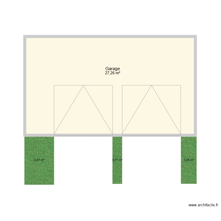 plan 054. Plan de 1 pièce et 27 m2