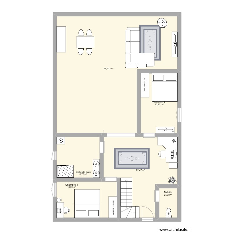 Maison1. Plan de 6 pièces et 112 m2