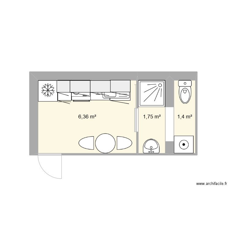 cuisine saint bazile. Plan de 3 pièces et 10 m2