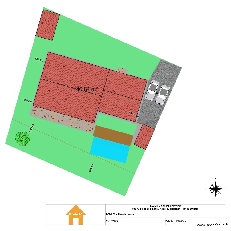 Plan de masse PC faisans. Plan de 1 pièce et 147 m2