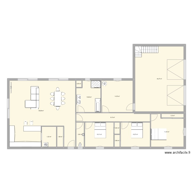 plan maison 2. Plan de 15 pièces et 185 m2