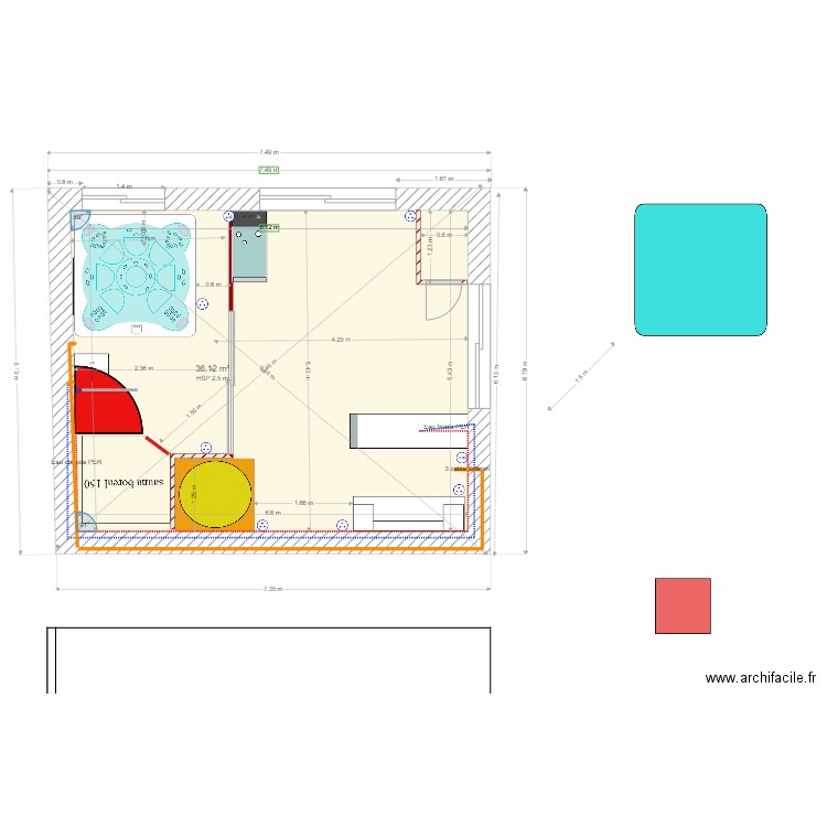 wistub20-06. Plan de 1 pièce et 36 m2