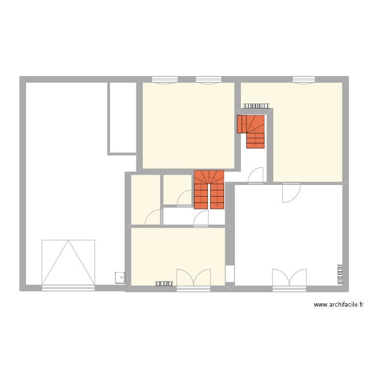 REZ DE CHAUSSEE. Plan de 6 pièces et 68 m2