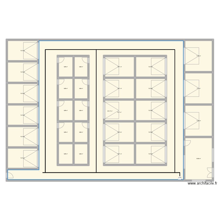 entreport2. Plan de 31 pièces et 747 m2