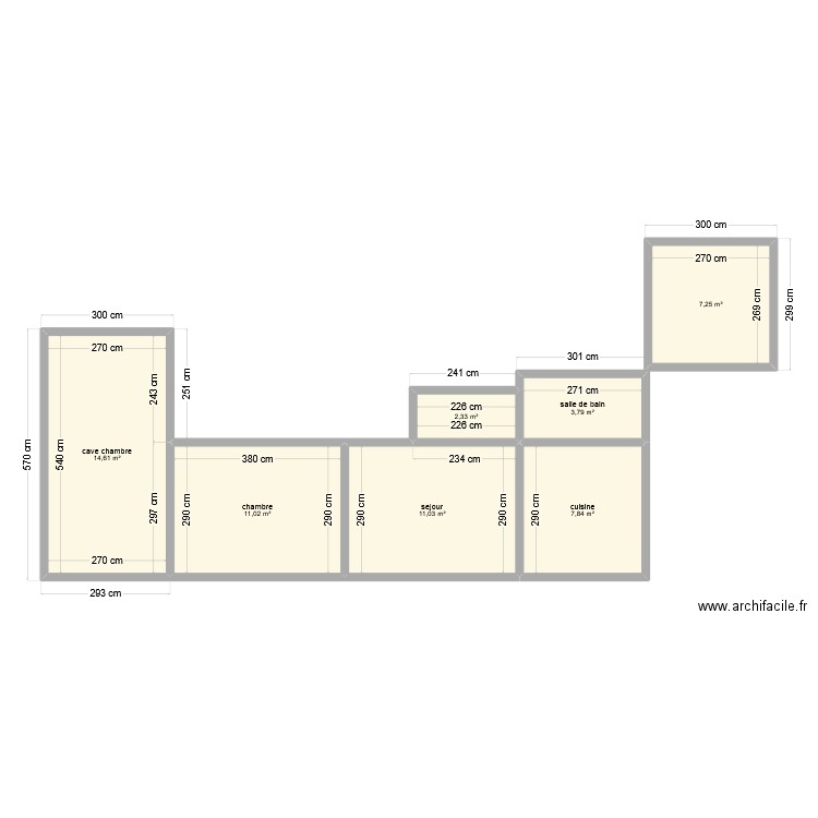 malleville. Plan de 7 pièces et 58 m2