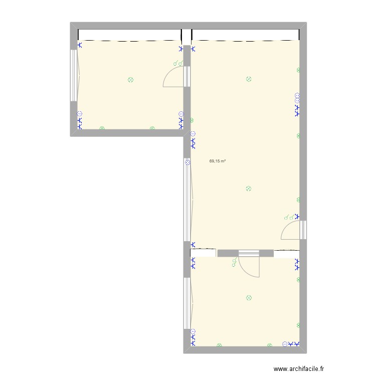 BUREAU 27 ELEC . Plan de 1 pièce et 69 m2