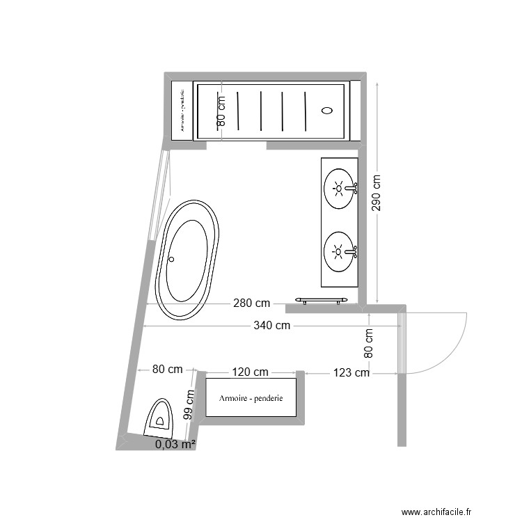 SDB . Plan de 1 pièce et 0 m2