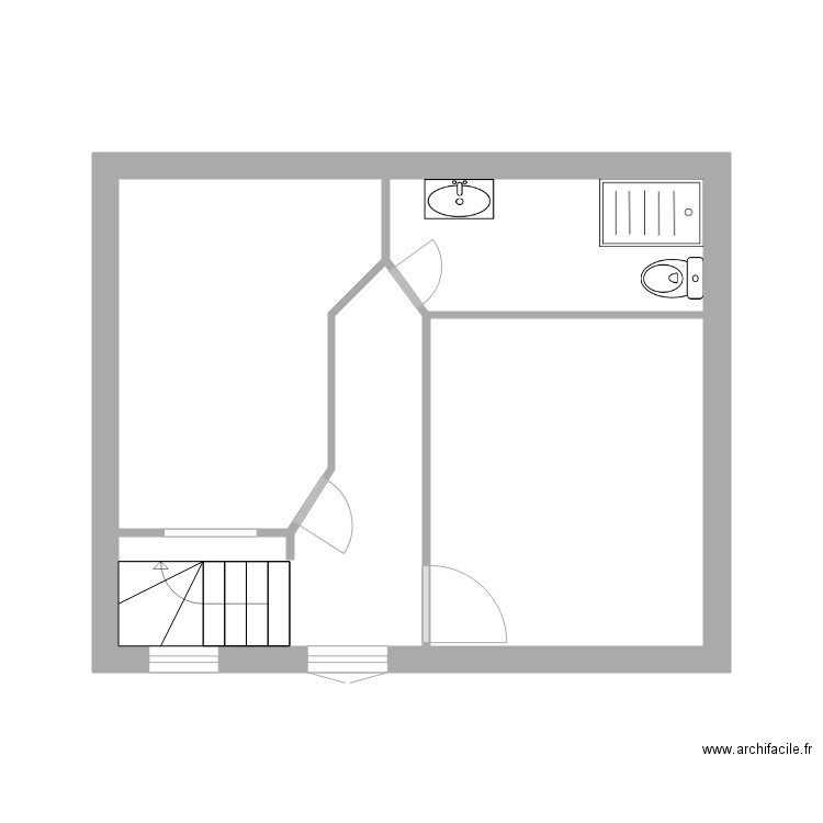 Plan Etage à dimensions. Plan de 4 pièces et 24 m2