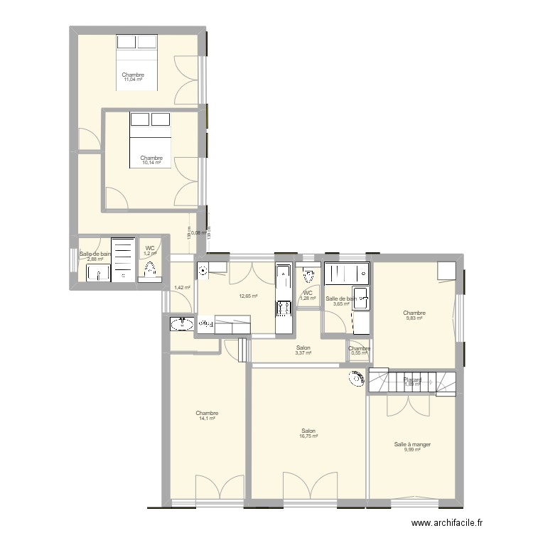 Saint-Brévin - Extension V1. Plan de 16 pièces et 101 m2