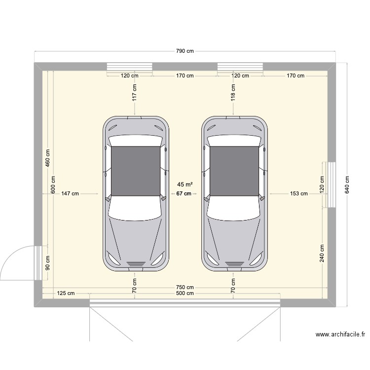 Garage 45m2. Plan de 1 pièce et 45 m2