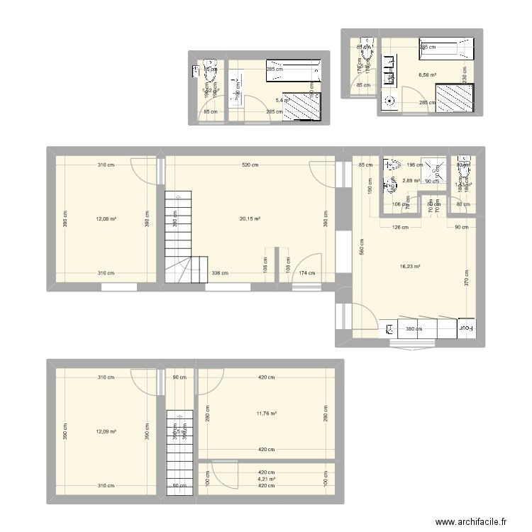 maison 1.1. Plan de 13 pièces et 99 m2