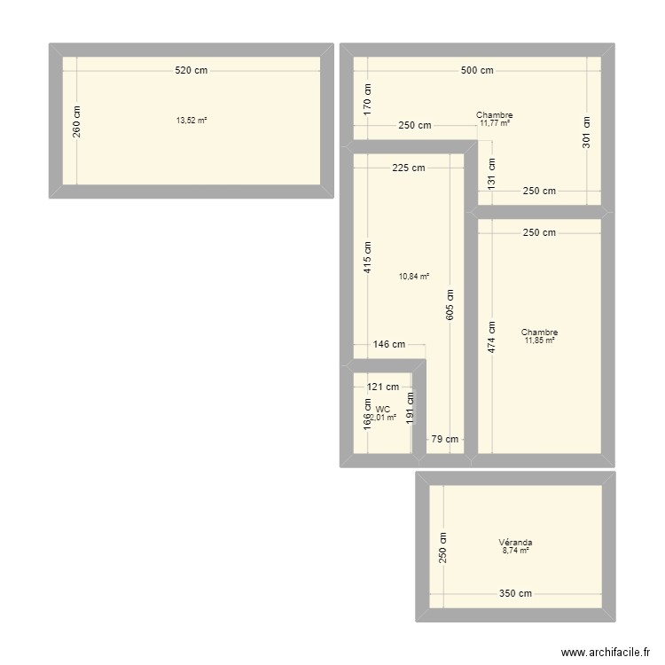 Extension dispo 1. Plan de 6 pièces et 59 m2