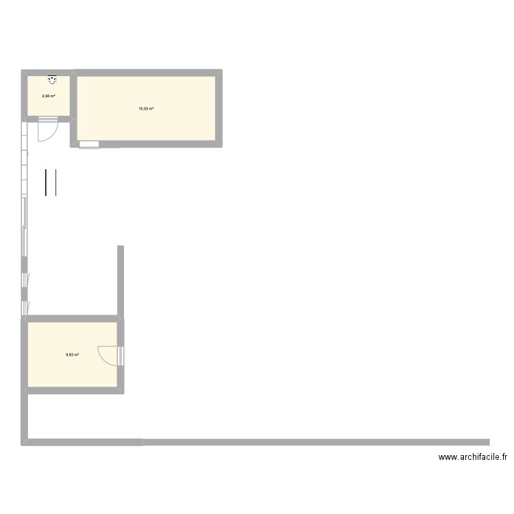 Agencement institut. Plan de 3 pièces et 28 m2