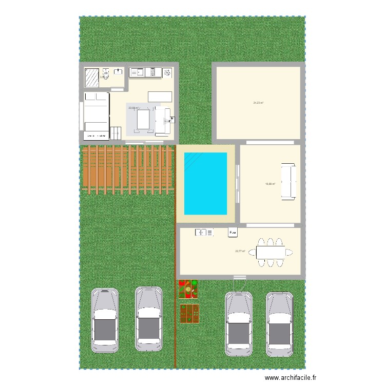 Maison double. Plan de 5 pièces et 91 m2