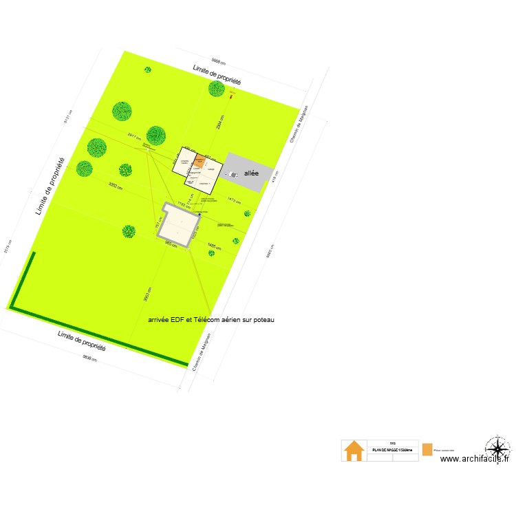 plan de masse 1-500 DP. Plan de 1 pièce et 99 m2