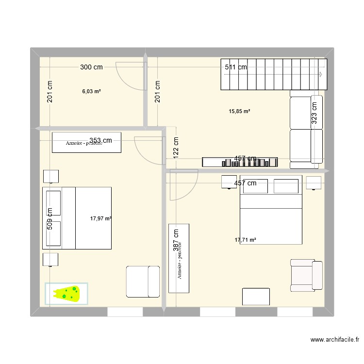 PROJET ETAGE 2 ST BONNET. Plan de 4 pièces et 58 m2