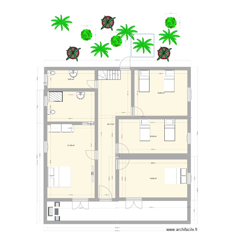 PLAN BABADJANI ETAGE. Plan de 6 pièces et 124 m2