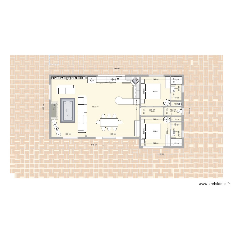 Suzanne et Joss 3. Plan de 8 pièces et 84 m2