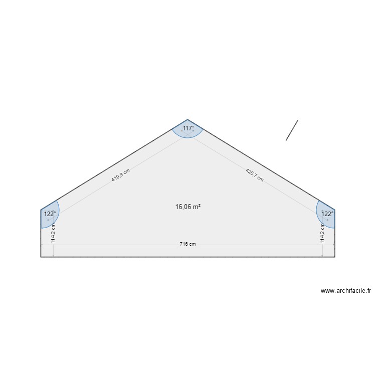 ROXANE. Plan de 1 pièce et 16 m2