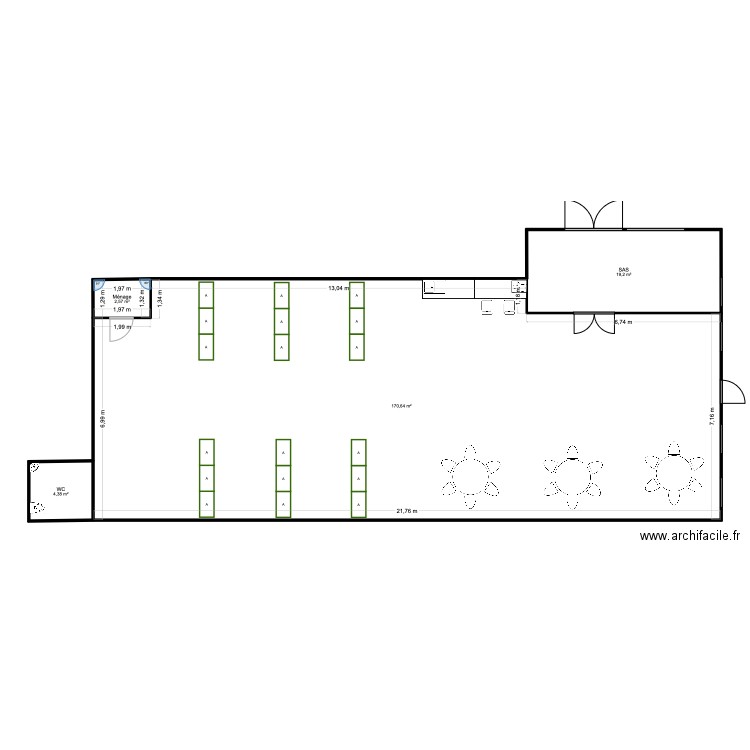 Agencement Aubagne EIS. Plan de 4 pièces et 197 m2