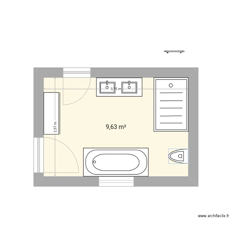 master en suite. Plan de 1 pièce et 10 m2