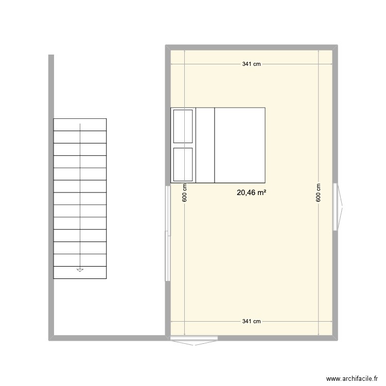 BUREAU. Plan de 1 pièce et 20 m2