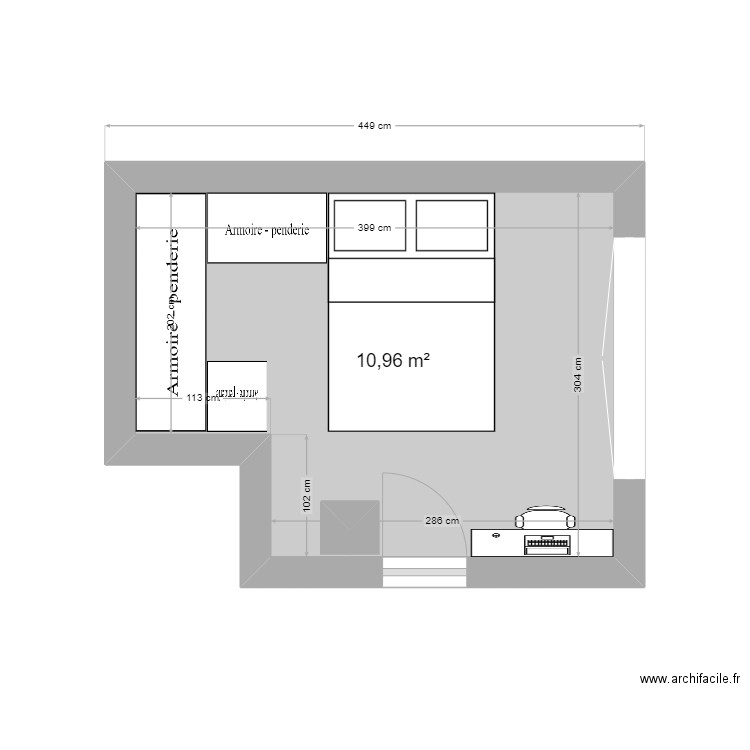 roro. Plan de 1 pièce et 11 m2