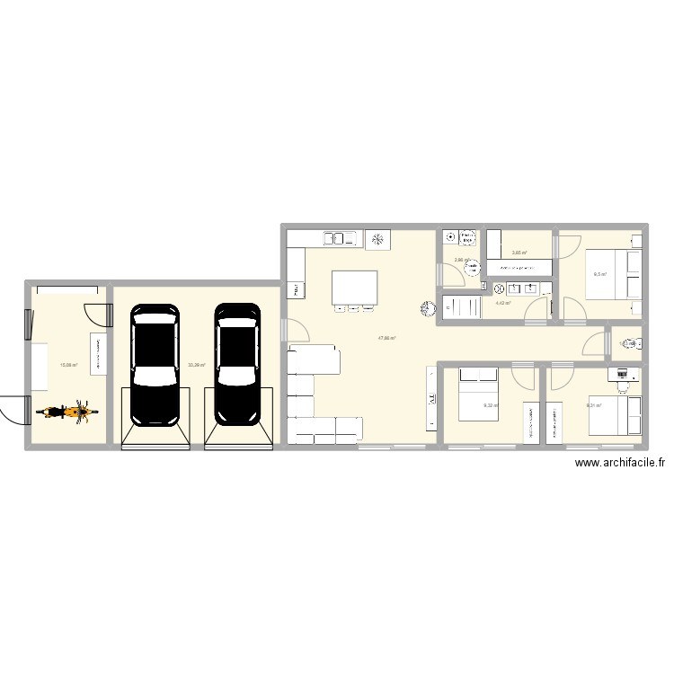 garage. Plan de 10 pièces et 137 m2