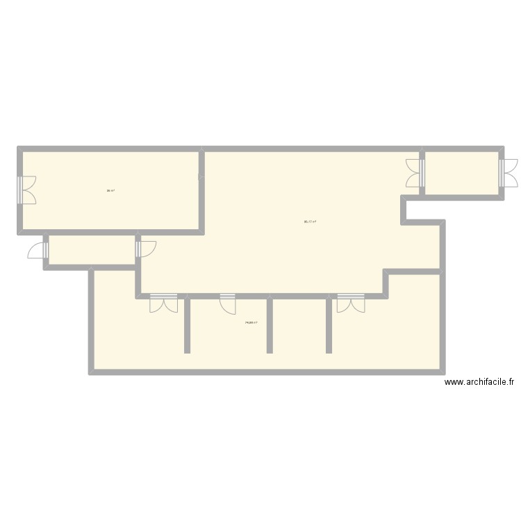 Salle Blanche. Plan de 3 pièces et 207 m2