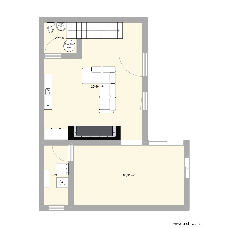 Maison Chambroutière. Plan de 4 pièces et 48 m2