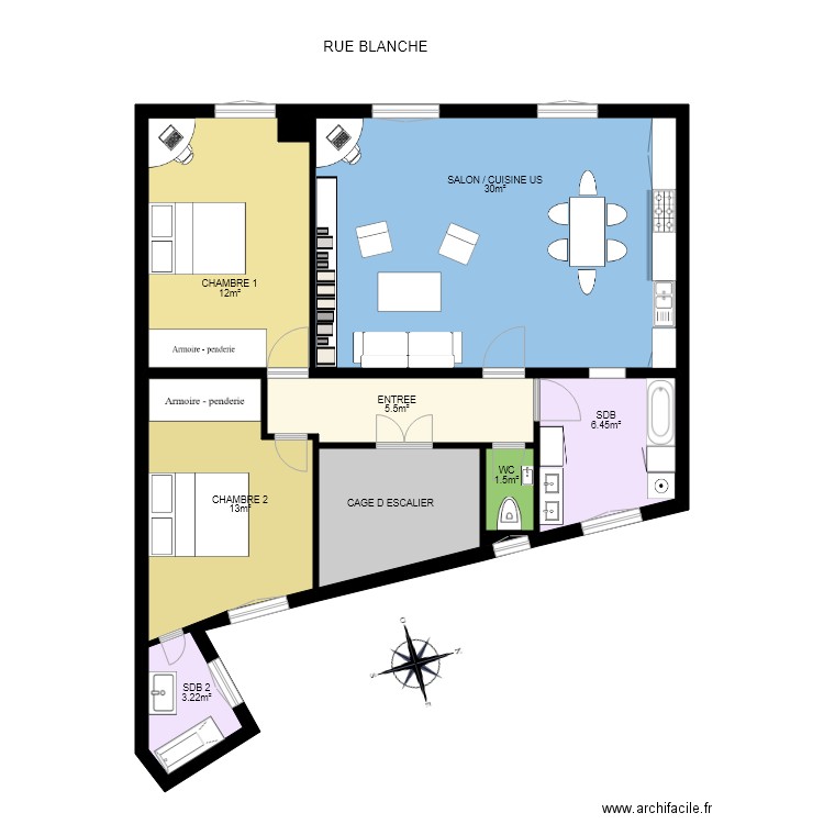 EX 47 PF V3. Plan de 10 pièces et 147 m2