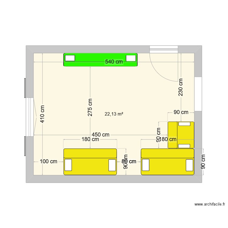 SALON 2eme. Plan de 1 pièce et 22 m2