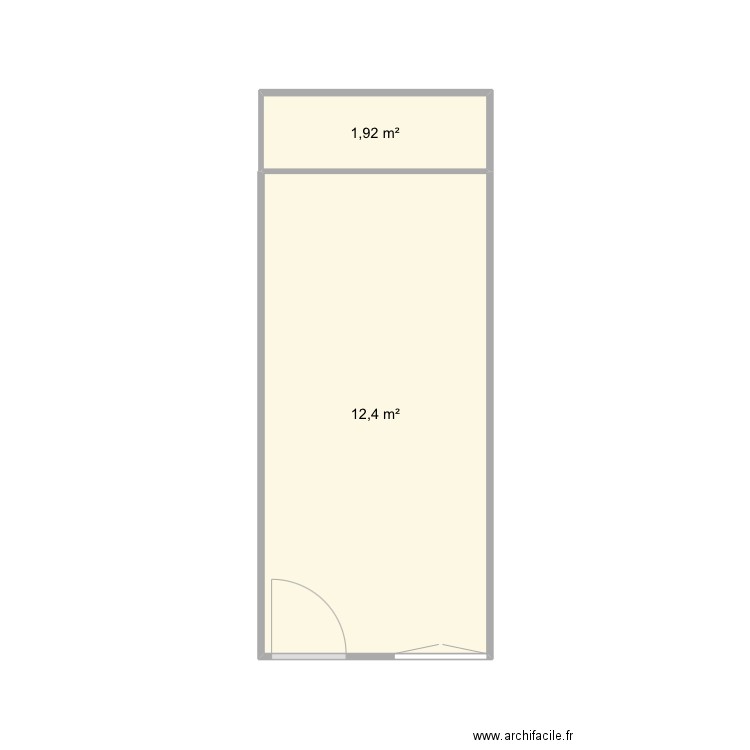 Zéro. Plan de 2 pièces et 14 m2