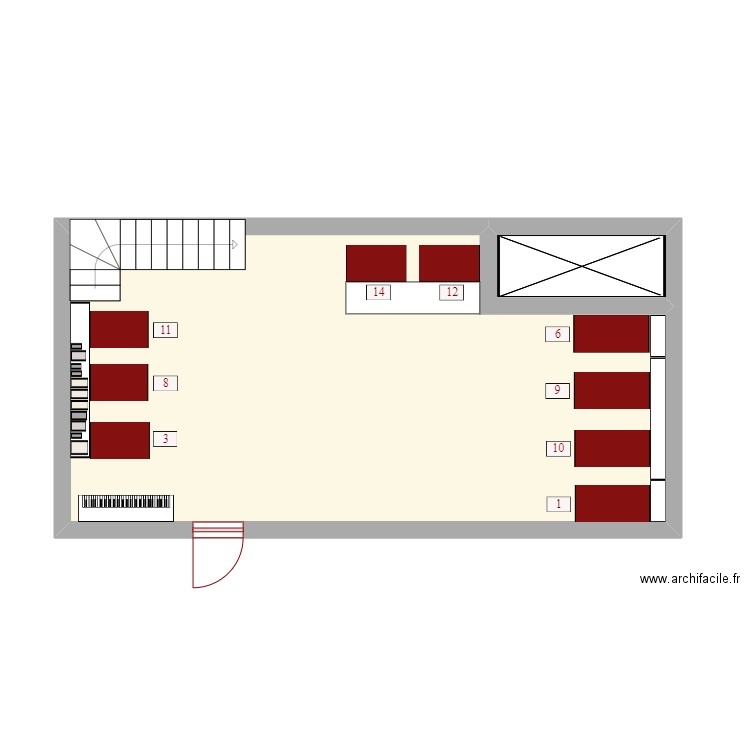 Salon Novembre. Plan de 1 pièce et 43 m2