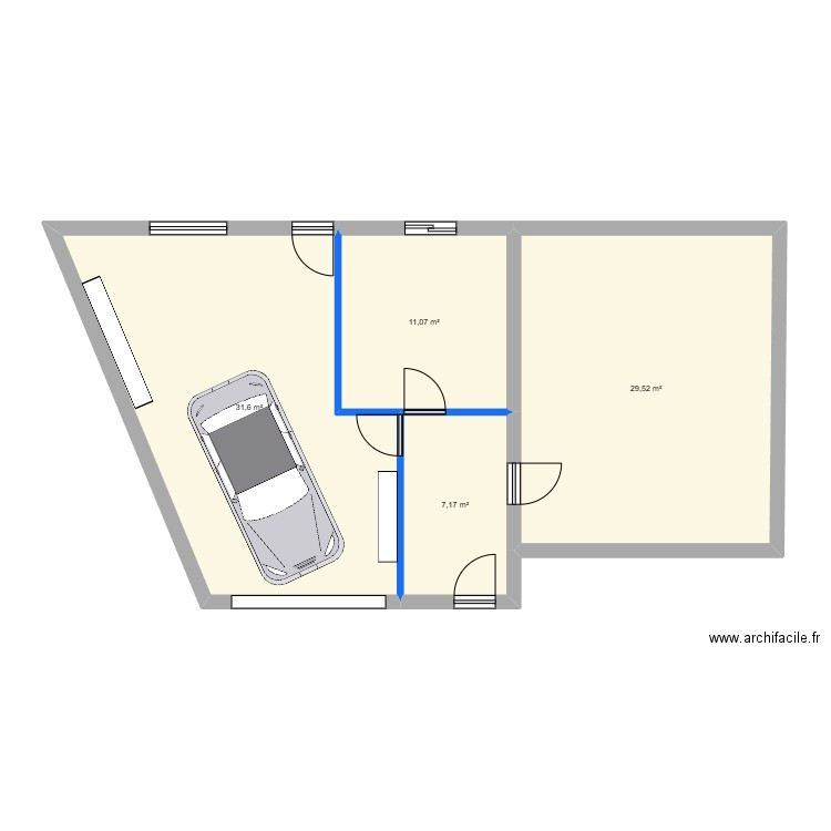 garage. Plan de 4 pièces et 79 m2