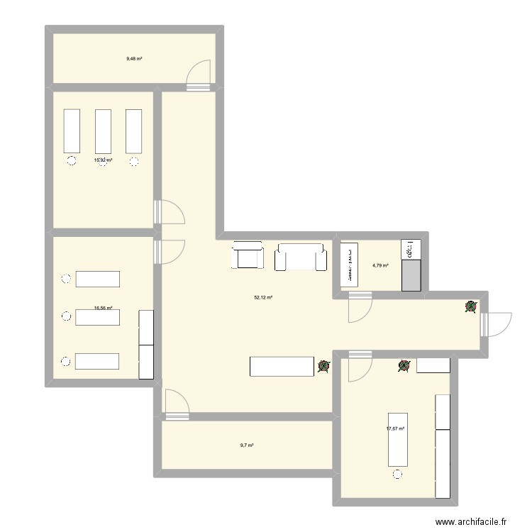 plan ojoliinstiut. Plan de 7 pièces et 126 m2