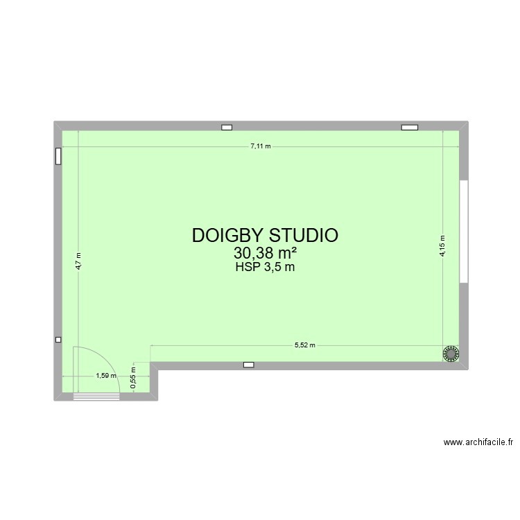 Doigby studio. Plan de 1 pièce et 30 m2