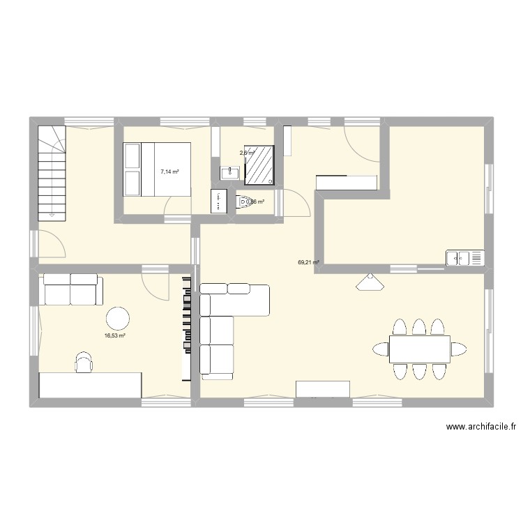 Maison2meublé. Plan de 5 pièces et 96 m2