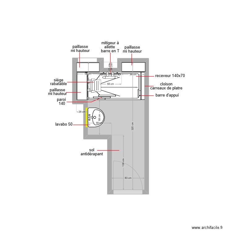 kpodar. Plan de 1 pièce et 4 m2