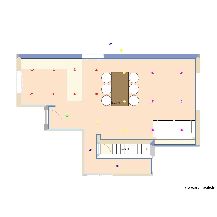 luminere salon salle a manger. Plan de 2 pièces et 51 m2