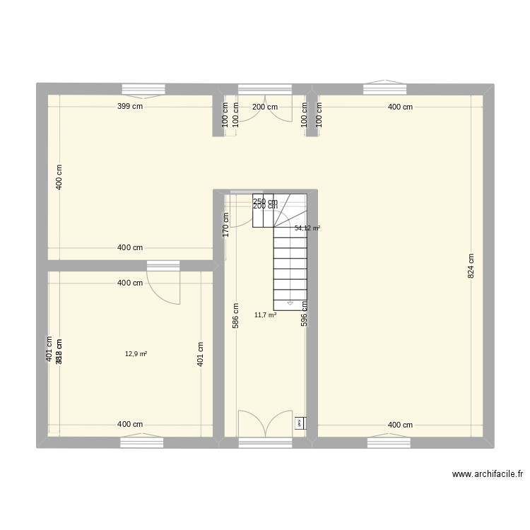 Plan masse RDC. Plan de 3 pièces et 81 m2