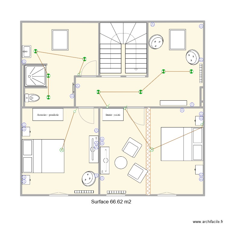 Dubessay combles 1. Plan de 7 pièces et 67 m2