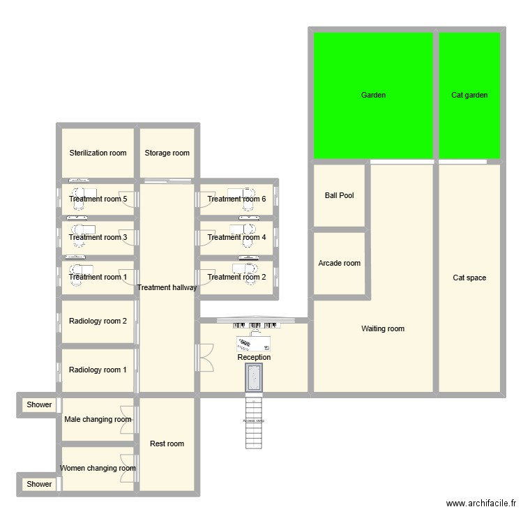 Dental office. Plan de 23 pièces et 321 m2