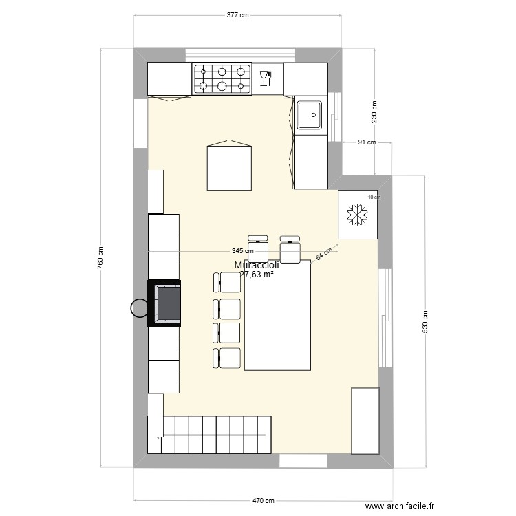 cuisine muraccioli 4. Plan de 1 pièce et 28 m2