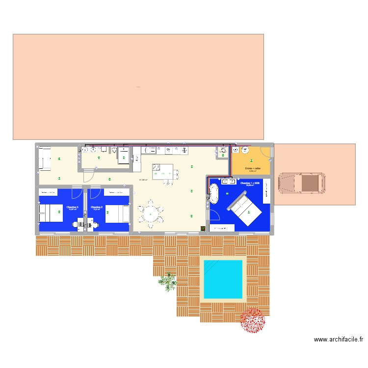 Maison . Plan de 6 pièces et 112 m2